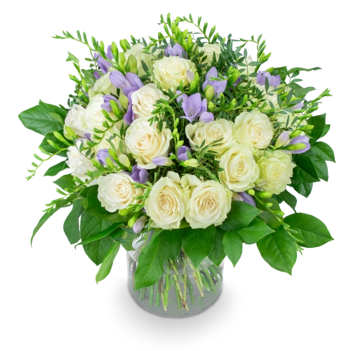 Bouquet of roses with freesia
